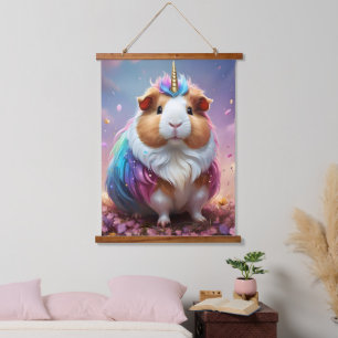 Prismenschwanz: Das Radiant Unicorn Guinea Pig, Wandteppich Mit Holzrahmen