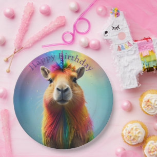 Prismhorn: Das Regenbogen-Capybaraicorn Pappteller