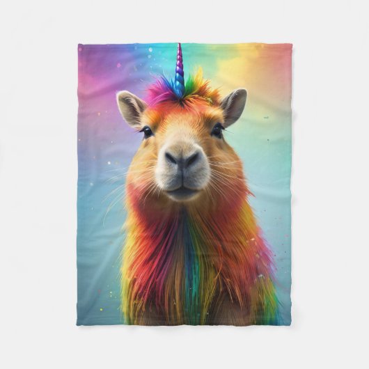 Prismhorn: Der Regenbogen Capybaraicorn Fleecedecke (Vorderseite)