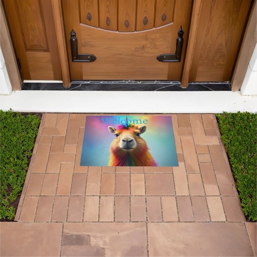 Prismhorn: Der Regenbogen Capybaraicorn Fußmatte (Außenbereich)