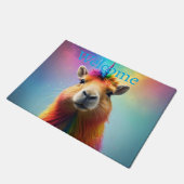 Prismhorn: Der Regenbogen Capybaraicorn Fußmatte (Schrägansicht)