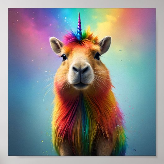 Prismhorn: Der Regenbogen Capybaraicorn Poster (Vorne)