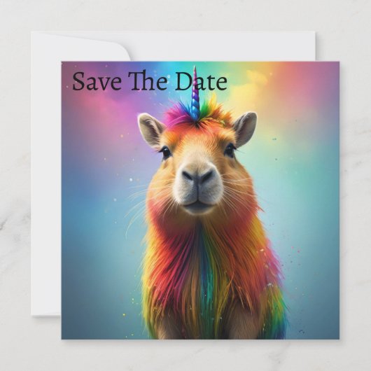 Prismhorn: Der Regenbogen Capybaraicorn Save The Date (Vorderseite)