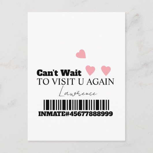 Prison Long Distance Cute Hearts Visit Postkarte (Vorderseite)