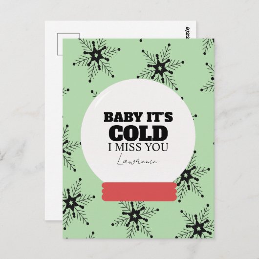 Prison Long Distance Winter Christmas Snowglobe Postkarte (Vorne/Hinten)