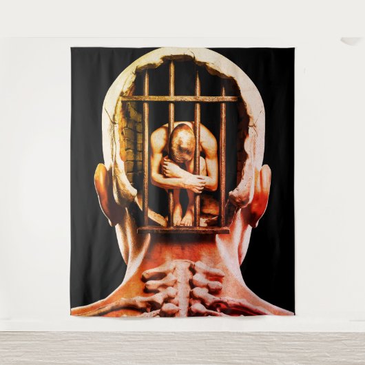 Prison of the Mind – Surreal Conceptual Wall Art Wandteppich (Vorderseite)