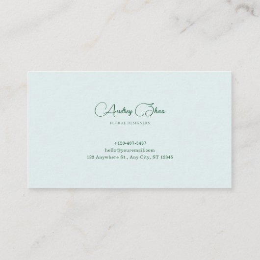 Pristine White Rose and Blue Floral Marble Visitenkarte (Rückseite)