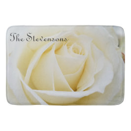 Pristine White Rose Nah-Up Foto Badematte