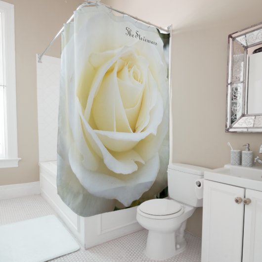 Pristine White Rose Nah-Up Foto Duschvorhang (Beispiel)