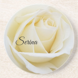 Pristine White Rose Nah-Up Foto Getränkeuntersetzer