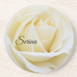 Pristine White Rose Nah-Up Foto Getränkeuntersetzer