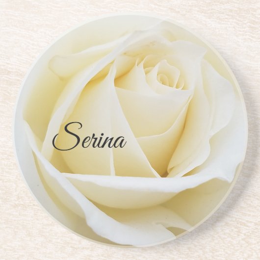 Pristine White Rose Nah-Up Foto Getränkeuntersetzer (Vorne)