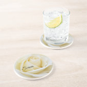 Pristine White Rose Nah-Up Foto Getränkeuntersetzer (Seite)