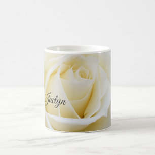 Pristine White Rose Nah-Up Foto Kaffeetasse