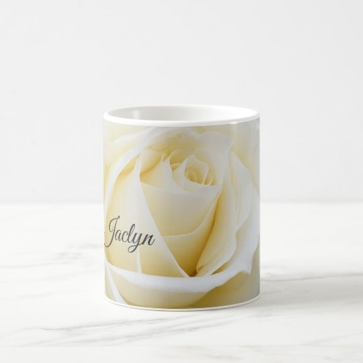 Pristine White Rose Nah-Up Foto Kaffeetasse (Mittel)