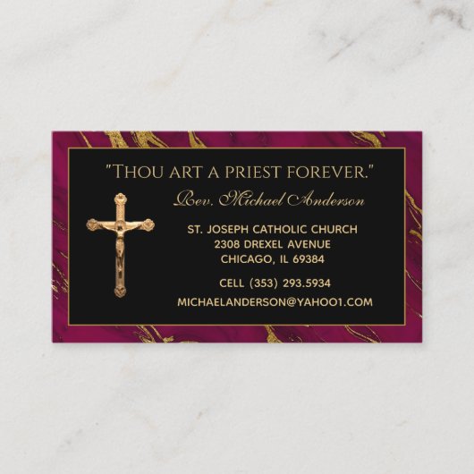 Pritholische Priesterbrustkreuz Marmorklausel Zita Visitenkarte (Vorderseite)