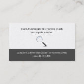 Privatdetektiv | Detective Business Card Visitenkarte (Rückseite)
