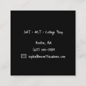 Private Academic Coach Professional Quadratische Visitenkarte (Rückseite)