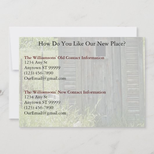 Private Adressänderung: Zuhause Ankündigung (Rückseite)