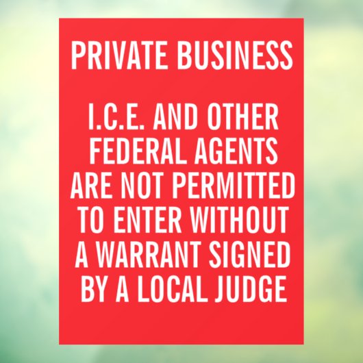 Private Business Know Your Rights Fensteraufkleber (Blatt 3)