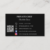 Private chef black white photo catering QR code Visitenkarte (Rückseite)