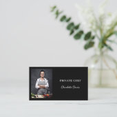 Private chef black white photo catering QR code Visitenkarte (Stehend Vorderseite)