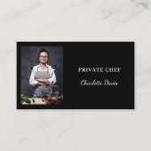 Private chef black white photo catering QR code Visitenkarte (Vorderseite)