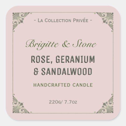 Private Collection Handgefertigte Kerzen-Beschrift Quadratischer Aufkleber (Vorderseite)