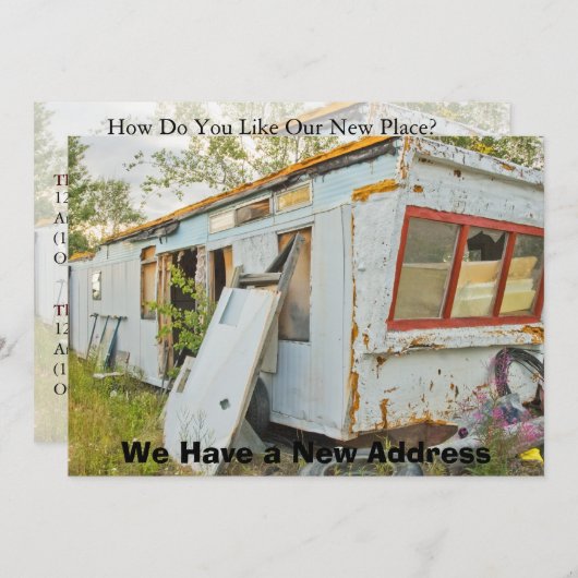 Private Funny Change Address Card: Trailer Zuhause Ankündigung (Vorne/Hinten)