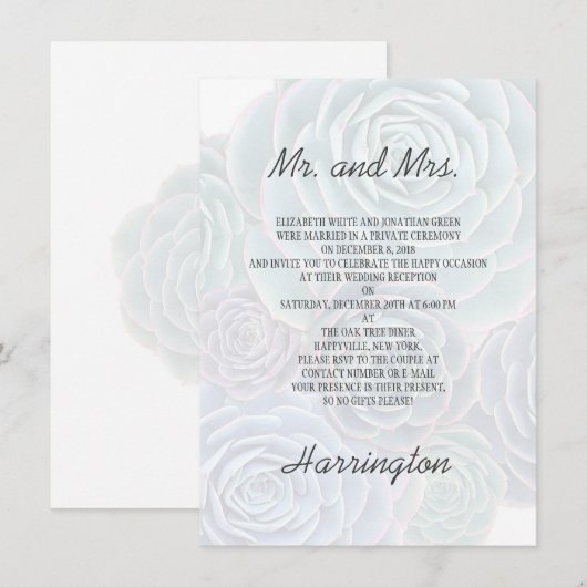 Private Hochzeitsempfang - Einladung (Vorne/Hinten)