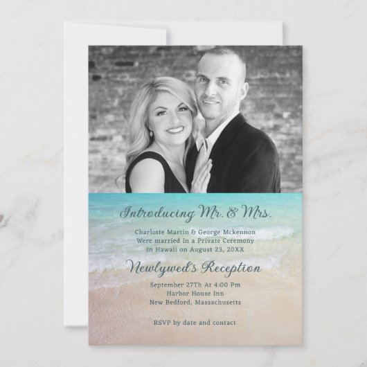 Private Hochzeitsempfehlung in Tropical Beach Einladung (Vorderseite)