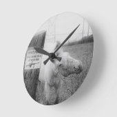 Private Immobilie Pferd schwarz-weiß Runde Wanduhr (Winkel)
