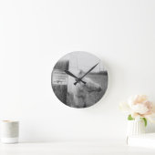 Private Immobilie Pferd schwarz-weiß Runde Wanduhr (Zuhause)