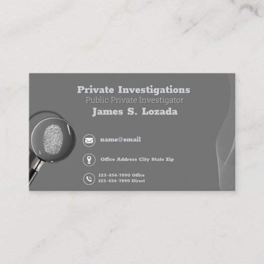private investigator business cards Detective  Visitenkarte (Vorderseite)