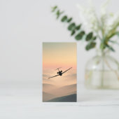Private Jet Business Card - Sunset Flight Theme Visitenkarte (Stehend Vorderseite)