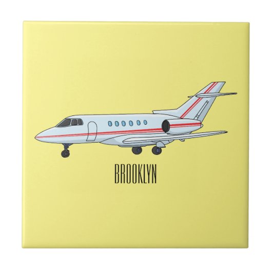Private jet cartoon illustration fliese (Vorderseite)