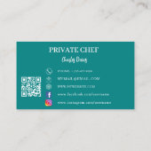 Private Koch aquamariner grüner Foto Catering QR-C Visitenkarte (Rückseite)