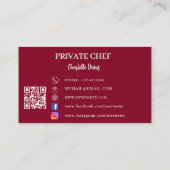 Private Koch burgundy Foto Catering QR-Code Visitenkarte (Rückseite)