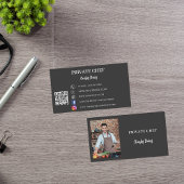Private Koch Holzkohle Graue Foto Catering QR-Code Visitenkarte
