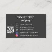 Private Koch Holzkohle Graue Foto Catering QR-Code Visitenkarte (Rückseite)