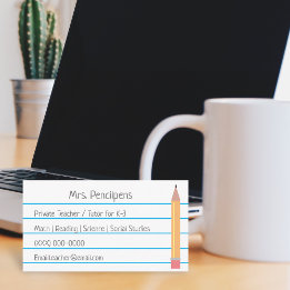 Private Lehrerin Tutor Personalisiert Flashcard Visitenkarte