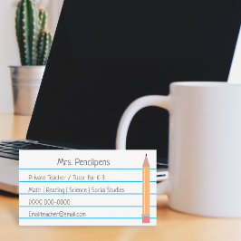Private Lehrerin Tutor Personalisiert Flashcard Visitenkarte