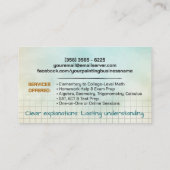 Private Mathematik Tutor - Mathematiklehrer Visitenkarte (Rückseite)