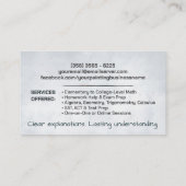 Private Mathematik Tutor - Mathematiklehrer Visitenkarte (Rückseite)