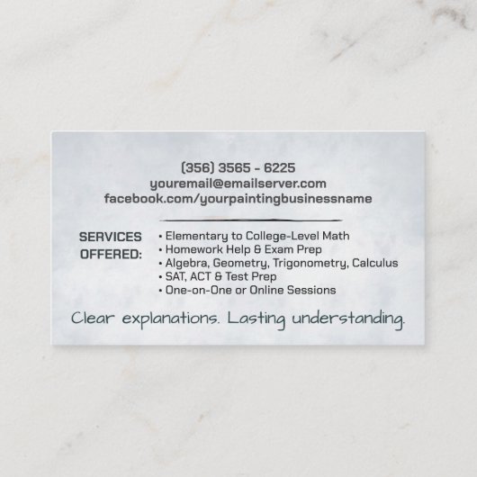 Private Mathematik Tutor - Mathematiklehrer Visitenkarte (Rückseite)