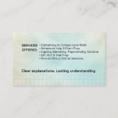 Private Mathematik Tutor - Mathematiklehrer Visitenkarte (Rückseite)