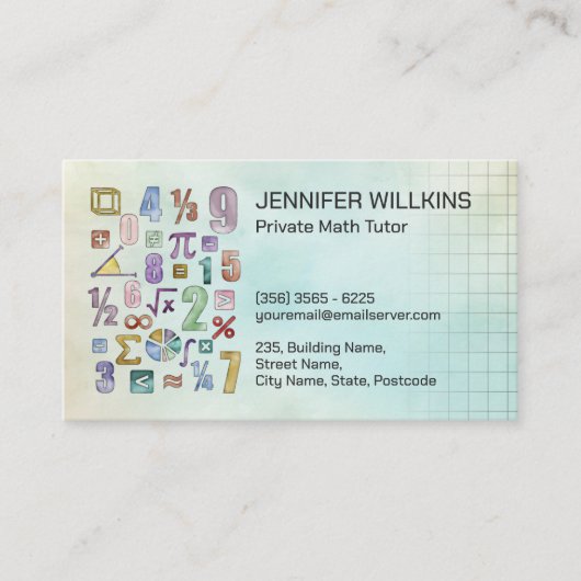 Private Mathematik Tutor - Mathematiklehrer Visitenkarte (Vorderseite)