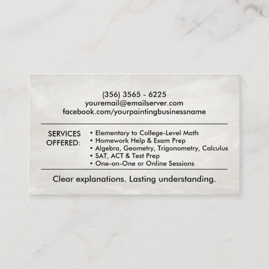 Private Mathematik Tutor - Mathematiklehrer Visitenkarte (Rückseite)