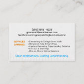 Private Mathematik Tutor - Mathematiklehrer Visitenkarte (Rückseite)