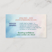 Private Mathematiklehrer - Frühe Noten, elementare Visitenkarte (Rückseite)